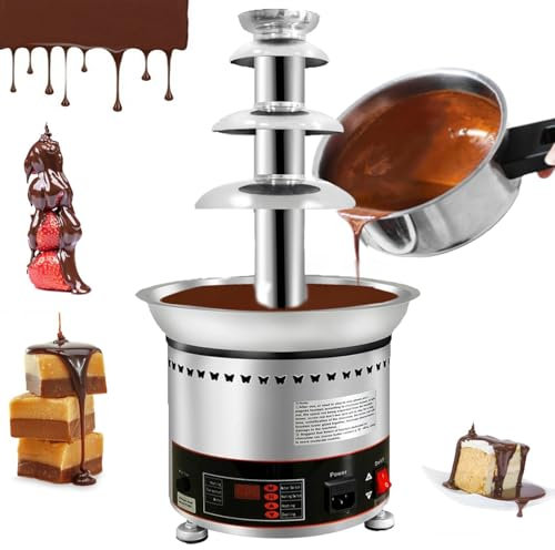 Chocolate Fountain,Chocolate Fondue Fountain,5 Tiers 9lbs Large Chocolate Waterfall Machine,Adjustable Temperature (86–302°f / 30–150°c) for Weddings, Parties,4tiers