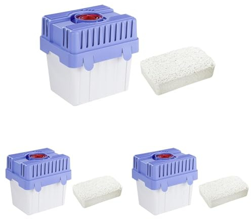 WENKO Feuchtigkeitskiller mit 5 kg Granulatblock, Raumentfeuchter, fasst bis zu 8 l Feuchtigkeit, laborgeprüft, nachfüllbar, reduziert Schimmel & Gerüche, 29 x 29 x 24 cm, Grau/Blau (Packung mit 3)