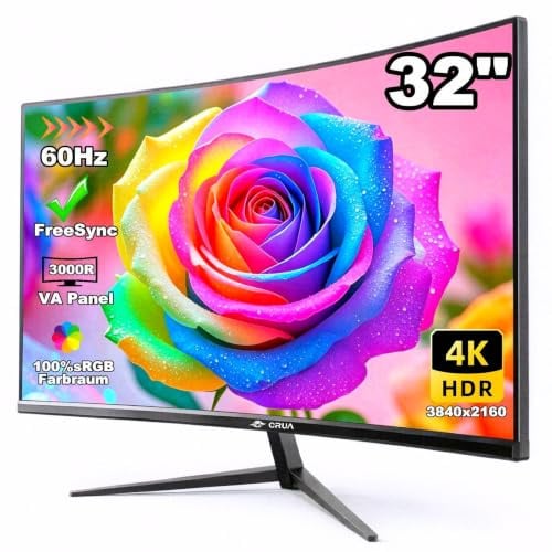 32 Zoll 4K UHD-Monitor (3840 x 2160), VA, 60 Hz Bildwiederholfrequenz, 100 % sRGB, AMD FreeSync, 178° Betrachtungswinkel, HDMI/DisplayPort, VESA 100 x 100 mm Halterung kompatibel, Neigung einstellbar