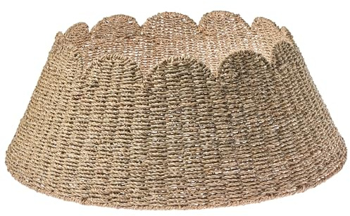 Copribase Albero di Natale Collare di Seagrass ⌀ 67 cm Fatto a mano Accessori Natalizi Rotondi Decorazioni Naturali