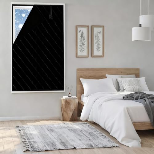 Fenster Wärmeschutz-Set Thermo Fensterabdeckung Isolierfolie Thermovorhang Fenster Isolierung Gegen Kälte Wetterfeste Isolierfolie Für Fenster Winterfest Machen(Schwarz,70x80cm)