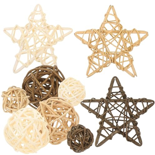 SHINEOFI 9Pcs DIY Imitation Rattan Balls Set Decorative Crafts Balls for Photography Props Vase Bowl Fillers Party Home Décor Ornaments