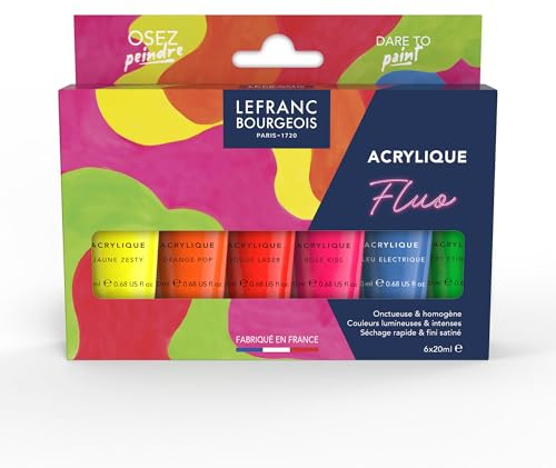 Lefranc Bourgeois Acrylique Fine - Set Fluo, 6 x 20ml