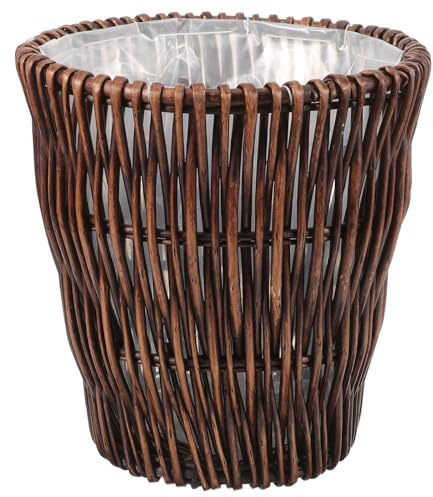 IMUSINICE Rattan Woven Waste Basket 26cm X 28cm Vintage Style Trash Bin Natural Wicker Trash Can for Bathroom Office Storage