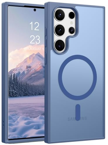 YINLAI for Samsung Galaxy S23 Ultra Strong Magnetic Case Grey Blue | Compatible with MagSafe Slim Translucent Matte Phone Cover Anti-Scratch Skin-Feeling Mil-Grade Shockproof Protective