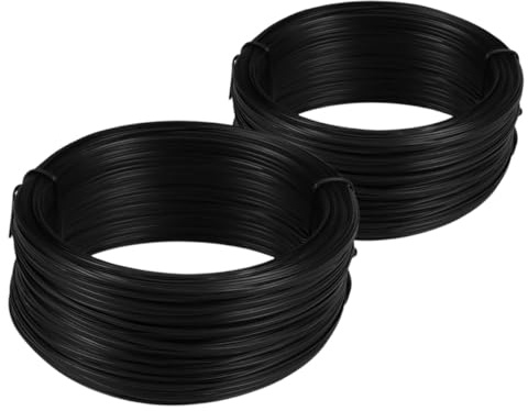 Luxshiny Bindedraht und Basteldraht Schwarz 2 Stück 55 Meter Flexibler Vinylbeschichteter Draht für Gartenkabel und Pflanzenbefestigung Geeignet für Kletterpflanzen und Gartendekoration