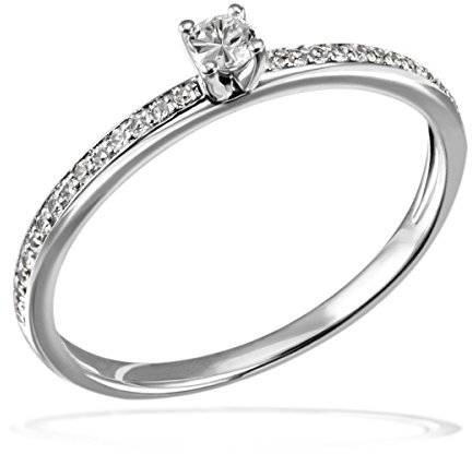 Goldmaid Damen-Ring Verlobung 585 Weißgold Diamant (0.18 ct) weiß Brillantschliff Gr. 54 (17.2)-Pa R7437WG54 Verlobungsring Diamantring