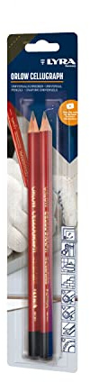 LYRA Orlow Cellugraph Universalstift dreikant Blister 2 Stk. | dreikant, 240mm, Graphitmine 4,2mm, ideal geeignet für glatte, glänzende und nasse Oberflächen, leicht entfernbar