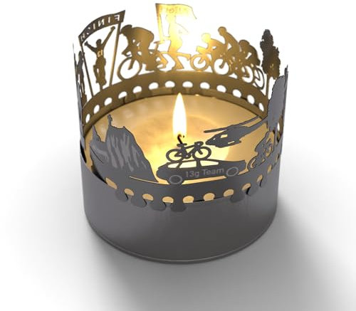 Rennrad Schattenspiel – Einzigartiger Kerzenaufsatz mit Radsport-Silhouetten | Atmosphärisches Windlicht für Radsportfans | Tolles Geschenk