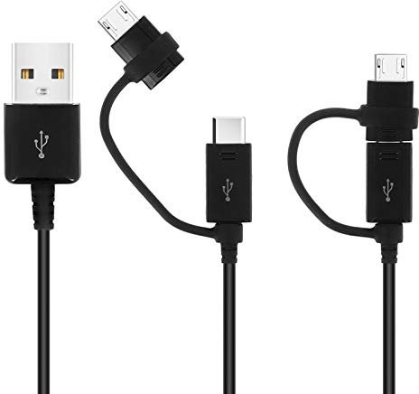 Samsung - Câble USB vers Micro-USB/USB Type C, 2 en 1, 1.5m, Noir