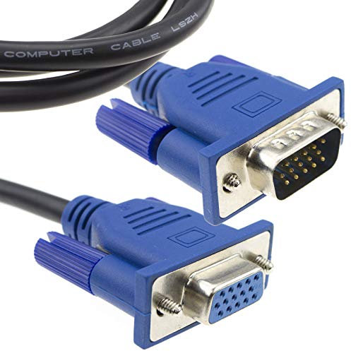 kenable Low Smoke LSZH 15 Pin VGA Monitor/PC/Laptop/TV Extension Lead Cable 1m [1 metres]