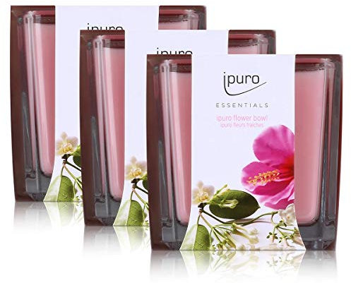 Essentials by Ipuro Duftkerze flower bowl 125g - Die wunderbare Begegnung von blumiger Note und belebender Frische (3er Pack)