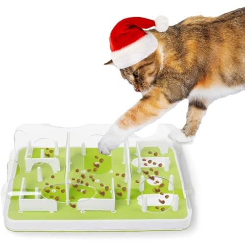 ALL FOR PAWS Mangeoire Interactive pour Chat, Puzzle de Friandises, Jeu de Friandises, Jouet de Stimulation Cérébrale de Chat, Jouets de Stimulation Lente pour Chats d'intérieur (Classique)