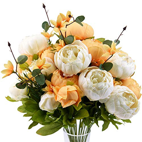 FiveSeasonStuff Künstliche Pfingstrosen, Seidenblumen und Hortensien für Hochzeit, Brautschmuck, Heimdekoration, schönes Blumenarrangement Dekoration mit 2 Blumensträuße (Sommerbrise)