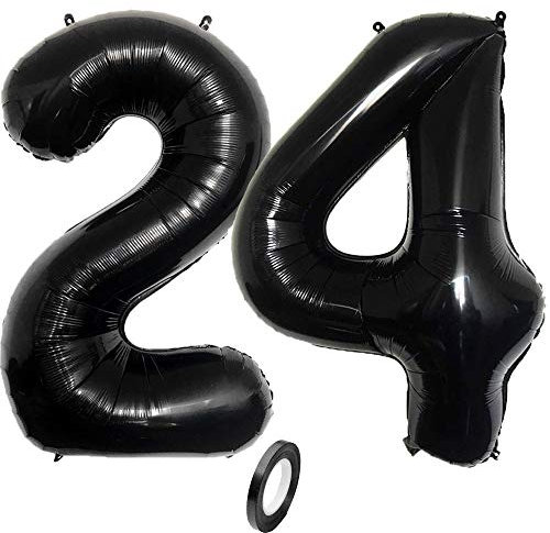 Jurxy Geburtstag Folienballon Helium Folie Luftballons Schwarz Anzahl Luftballons Zahl für Geburtstag Jubiläum 40 Zoll - Schwarz 24
