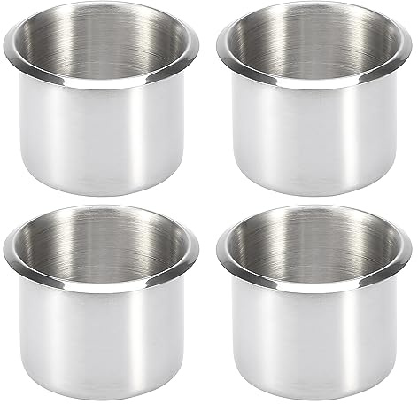X AUTOHAUX Cup Drink Holder for Boats RVs Stainless Steel 4 Pcs Silver | Stainless Steel Cup Drink Holder, Silver Tone, for Boats RVs