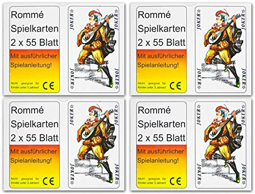 Eurofuchs24 8 x 55 Romme Karten Rommekarten Spielkarten Canasta Bridge Rommékarten Rommé