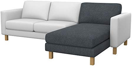 Soferia Kompatible Ersatzbezug fur KARLSTAD Anbau Recamiere, Stoff Strong Dark Grey (FLECKENBESTÄNDIG und Kratzfest), Grau