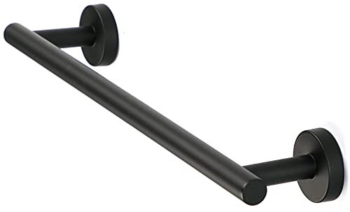 40 cm Bath Towel Bar, Stainless Steel Matte Black Towel Holder, Wall Mounted Towel Rack for Bathroom Kitchen Toilet
