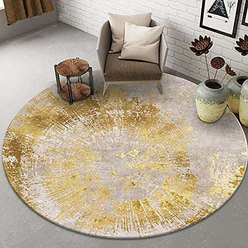 ZZBBZZ-YJ Moderner Bereich Teppiche Runder Teppich für Wohnzimmer Schlafzimmer oder Küche, Gelb/Grau - 80cm 100 cm 120 cm 140 cm 160cm 180 cm 200cm Dressing Tisch Matte (Size : Durchmesser 120cm)