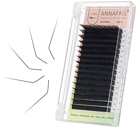 ANNAFRIS C/D/L/L+/LC/LD/LU/M Curl Individuelle Wimpernverlängerung Natürlich Synthetischer Nerz Eyelashes Matt-schwarz Falsche Lashes Volumen Wimpern Extensions (0.10mm (8-15mm) Mix, L Curl)
