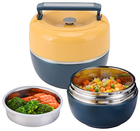 0.8l Bento Box Edelstahl Für Erwachsene Kinder,Thermo Lunchbox, Thermodose Warmhalten Essen, 2-lagig Isolierte Lebensmittelbehälter, Auslaufsichere Lebensmittelaufbewahrung Für Erwachsene, Kinder