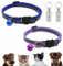 Collier Chat Anti Étranglement, Réglable Collier pour Chat, avec Pendentif Porte-Adresse(Bleu, Violet)