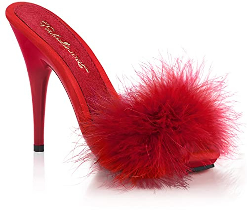 Pleaser Damen POISE-501F High Heels Pantolette Satin Rot 40 EU