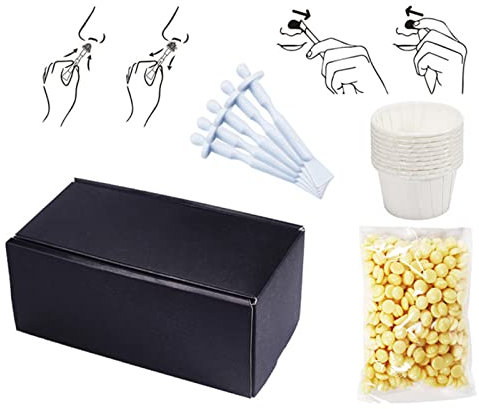CHSEEO Nasen und Ohren Enthaarungsset, Nose Hair Removal Set mit 5 Nasenwachs Sticks, 50g Nasenwachs Männer und 10 Pappbecher, Nasenwachs für Männer+Frauen Sicher, Einfach, Schnell