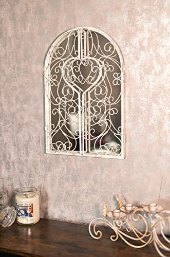 Marco Paul Large Metal Vintage Garden Mirror Retro Shabby Chic Style White Metal Window Shutter Style Bathroom Wall Mirrors Wall Mountable Home Decor