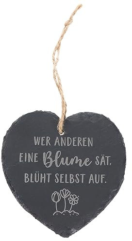 Spruchreif | Kleines Schieferherz mit Gravur | Schieferherz mit Spruch | Schiefertafel in Herzform mit Kordel zum Aufhängen | Wanddeko mit Sprüchen | Schiefer Türschild | Dekoherz | Lebensweisheiten