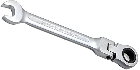 Vokenforu 10mm Flexible Head Ratchet Spanner, Matte Ratcheting Combination Wrench, Nickel Plated Medium Carbon Steel Open End Spanner Metric