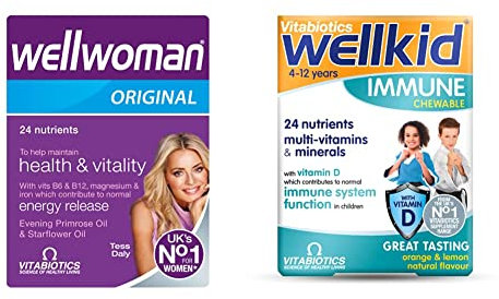 Wellwoman Original 90 Tablets bundle with Wellkid Immune Chewable