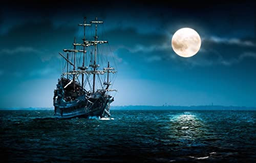 Puzzel Für Erwachsene Black Pearl Segelboot Unter Dem Mond 75 * 50Cm