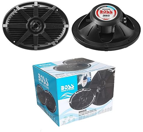 KIT SET PER BOSS AUDIO SYSTEMS MR692B 2 diffusori altoparlanti marini ovali 2 vie neri 6 x 9 15 x 23 cm 175 watt rms 350 watt max 4 ohm impermeabili mare piscina barca hotel, a coppia