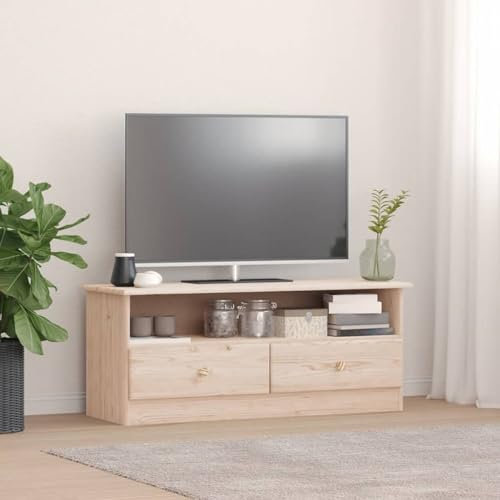 BaraSh TV-Schrank mit Schubladen ALTA 100x35x41 cm Massivholz Kiefer Lowboard Wohnzimmer