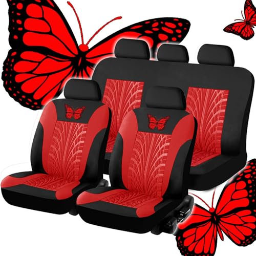 KEAAN 5 Sitzplätze Universal Autositzbezüge Set für Skoda Fabia/Fabia Combi/Fabia Scout PJ NJ 5J 3T4 3T5 6Y 6Y2 6Y5 2000-2023 2024 2025 Sitzbezügesets Komplettset Autositzschoner,Red