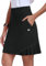MoFiz Tennisrock Damen Activewear Rock Knielanger mit Innenhose Athletic High Waist Tennis Skort Golf Rock mit Tunnelzug Schwarz L