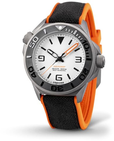 Undone Aquadeep Automatic Dive Watch for Men 43mm 500M Water Resistance Wristwatch Diver for Men with Rubber Strap
