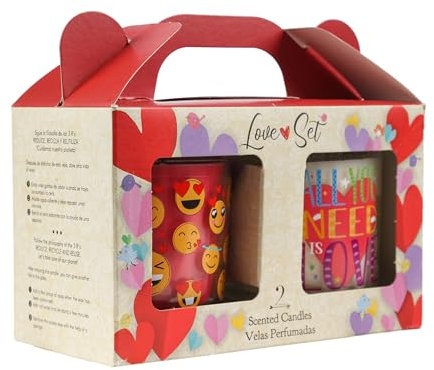 H HANSEL HOME Pack de 2 Velas Aromáticas, Vela en Vaso de Cristal de Cera Vegetal - Love Set, Regalos San Valentin, Regalos Originales para Mujer, Vasos Reutilizables, 8.5x7cm, 2x30h, 2x130g
