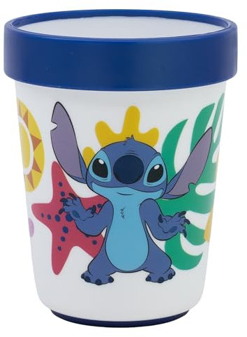 Stitch Gobelet réutilisable bicolore avec base antidérapante de 260 ml