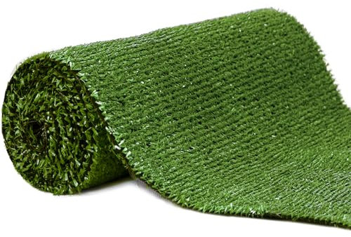 Mazovia Kunstrasen Rasenteppich für Garten Balkone Terrassen Wintergärten Biergärten - Höhe: 6 mm Meterware Wasserdurchlässig - Grün dunkelgrün 300 x 150 cm