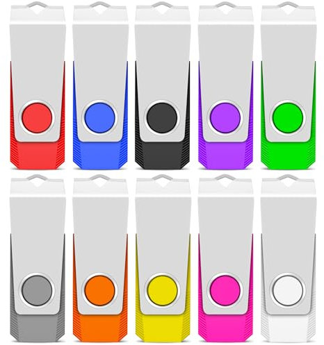 TEWENE USB Stick 256MB 10 Stück Set,USB Speicherstick Flash Drive Memory Stick,High Speed USB 2.0 Mehrfarbig Rotate.