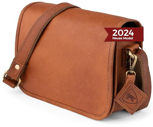 Berliner Bags Vintage Umhängetasche Lisbon, kleine Schultertasche aus Leder, Crossbody Bag, Handtasche für Damen - Braun