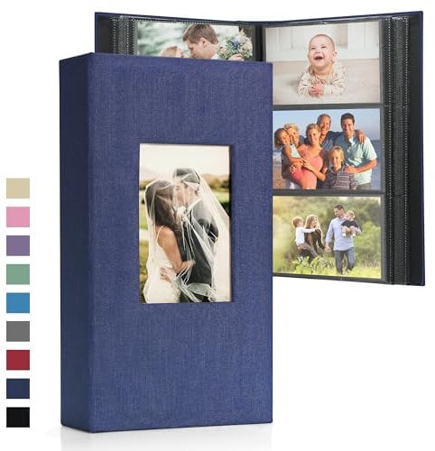 DazSpirit Großes Fotoalbum Einsteckalbum für 408 Fotos (10x15 cm) - Leinenbindung, Personalisierbar, Ideal für Familie, Hochzeiten, Reisen & Baby-Erinnerungen, Fotobuch zum Einstecken, Schwarz