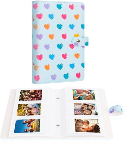One-Handed Mini Photo Album 2 x 3 Portable Kpop Photocard Holder Compatible with Fujifilm Instax Mini Cameras/Polaroid Snap Touch/SocialMatic Instant Cameras (Blue, 156 Pockets)