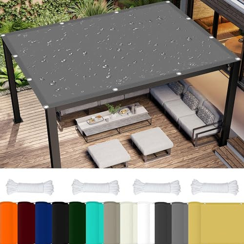 Tenda da sole per esterni, 2,6 x 9 m, impermeabile, resistente, colore grigio chiaro, ideale per feste ed eventi all'aperto