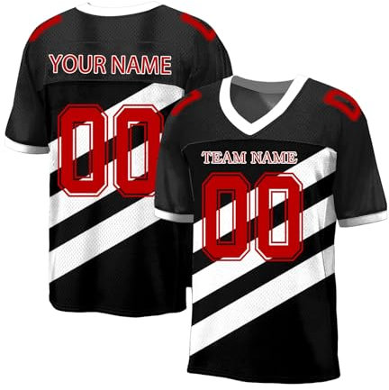 Generisch Personalisiert Rugby Trikot Herren Sporthemden Atmungsaktiv T-Shirt Schnelltrocknend American Football Trikot Individuelles Fußball Trikot Kurzarm Trikot Männer Damen Black Friday Angebote