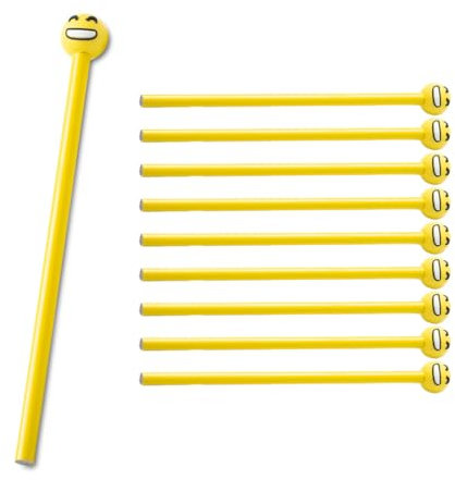 WPRO 10 x Bleistift Emoji Aufsatz – lachendes Motiv · ideales Mitgebsel & Geschenkidee für Kindergeburtstag, Schulanfang, Jungen & Mädchen