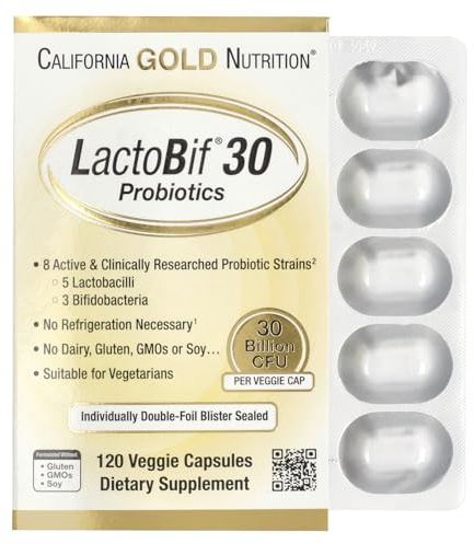 LactoBif® 30 Probiotics, 30 Billion CFU, 120 Veggie Capsules, California Gold Nutrition
